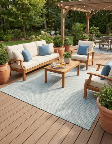 Pink and Aqua Easy-Clean Jill Zarin Costa Rica Indoor / Outdoor Square Rug