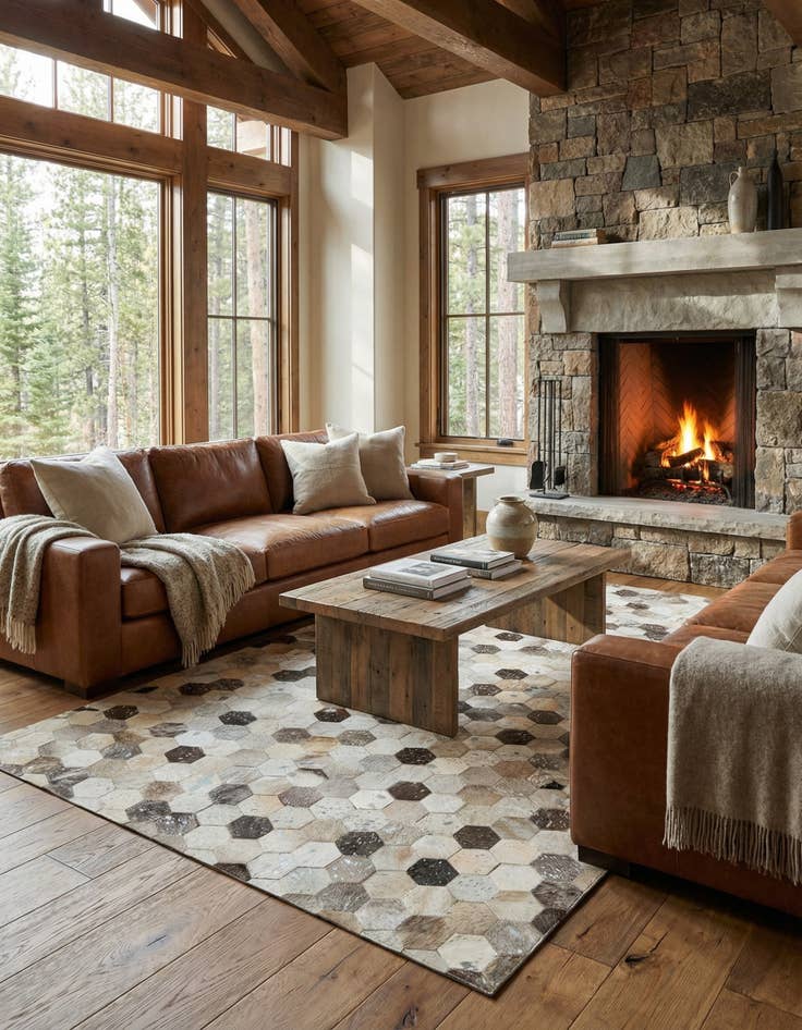 Detail image of  5' 1 x 8' Cowhide - Patchwork Rug