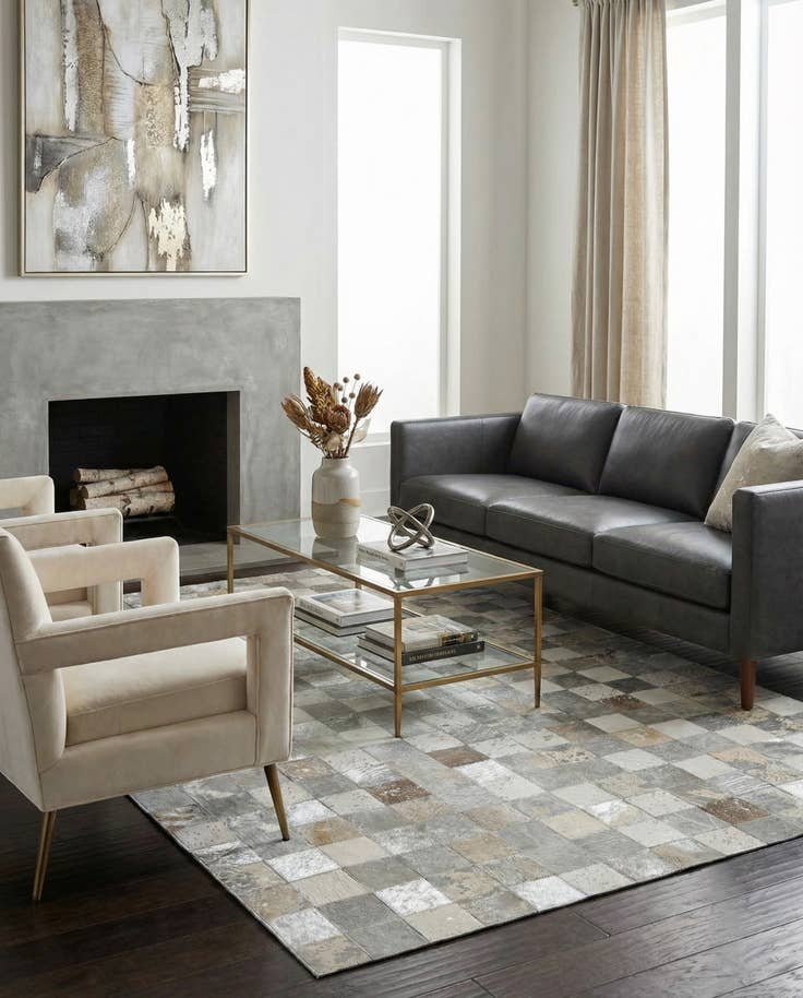 Detail image of 5' x 7' 11 Cowhide - Patchwork Rug