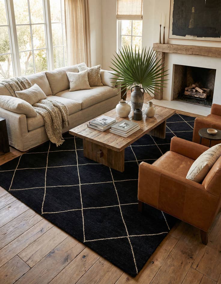 Detail image of 6' 8 x 10'  Hand Knotted Moroccan Wool Rug