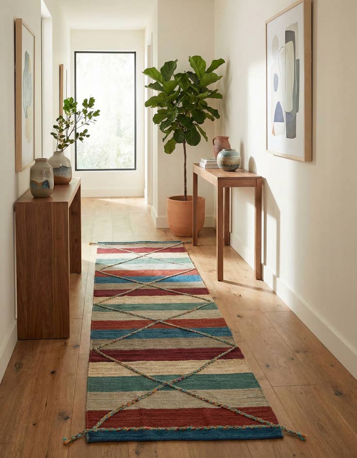 Detail image of  2' 7 x 9' 7  Hand Woven Kilim Modern Wool Runner Rug