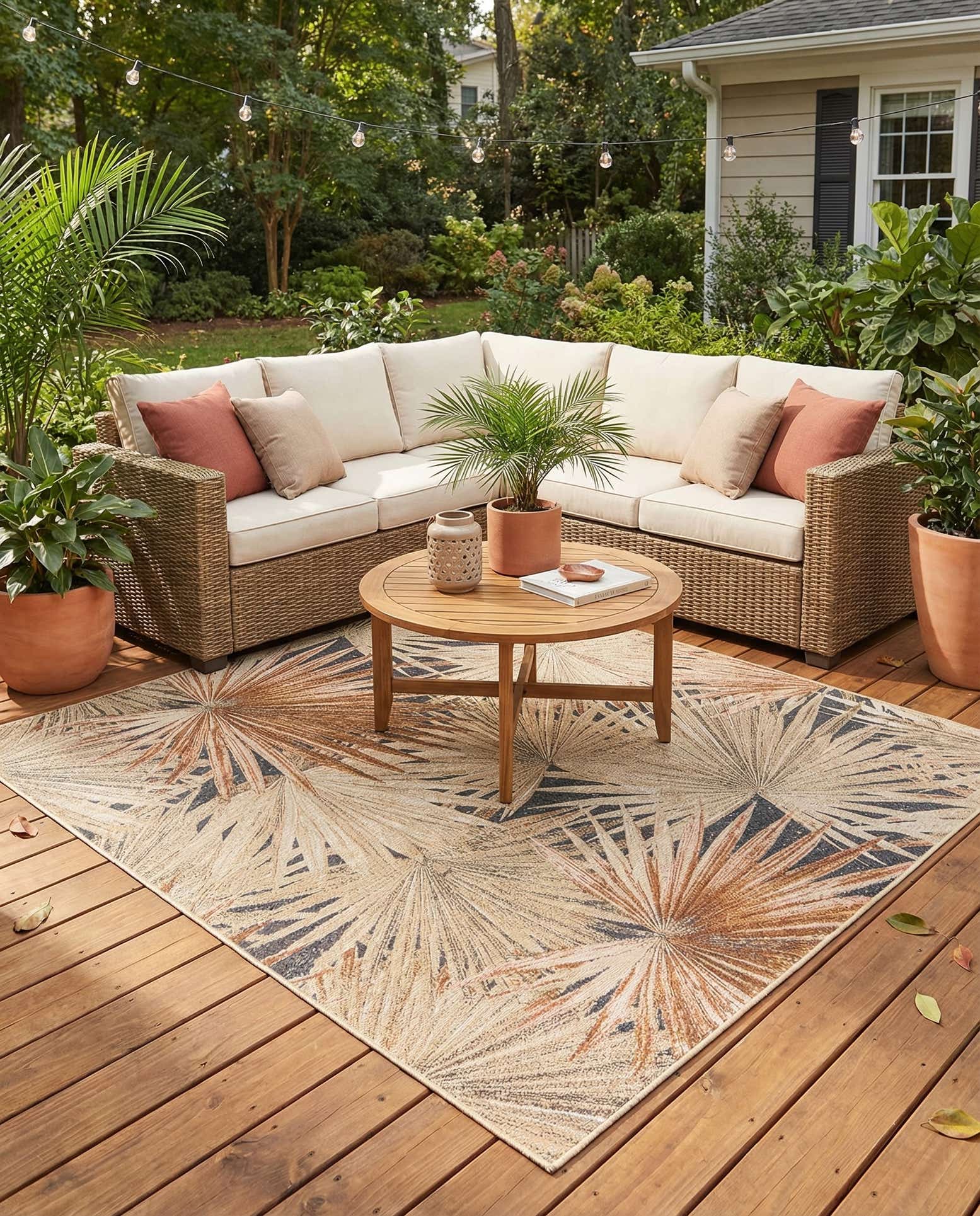 7' 10 x 7' 10 Easy-Clean Botanical Indoor / Outdoor Square Rug
