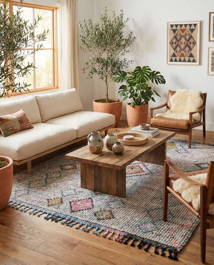 5' 8 x 8' 3 Hand Knotted Moroccan Wool Rug