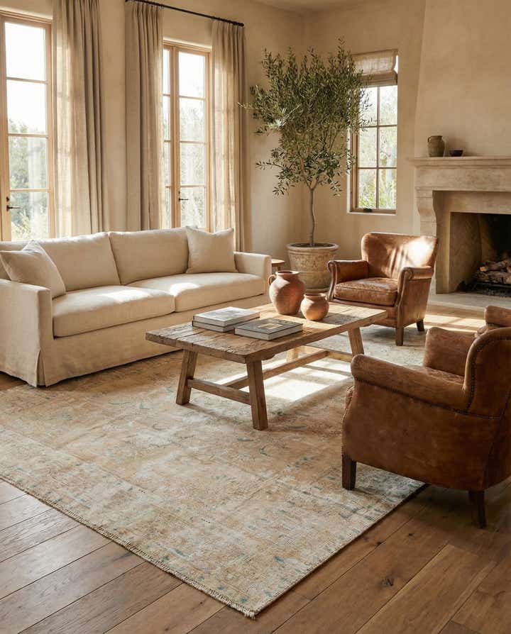 6' 3 x 9' 8 Hand Knotted Ultra Vintage Persian Wool Rug