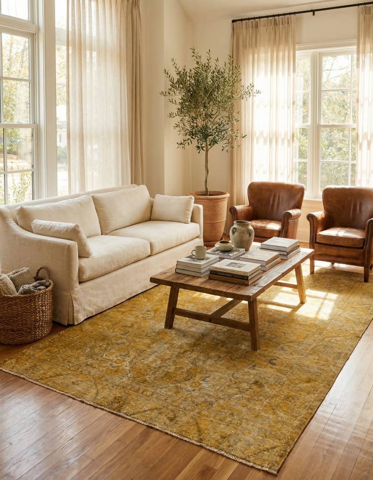 Detail image of 6' 3 x 9' 6  Hand Knotted Ultra Vintage Persian Wool Rug