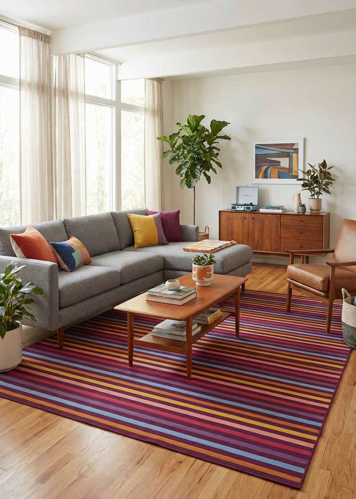 9' x 12' Easy-Clean Striped Indoor / Outdoor Rug