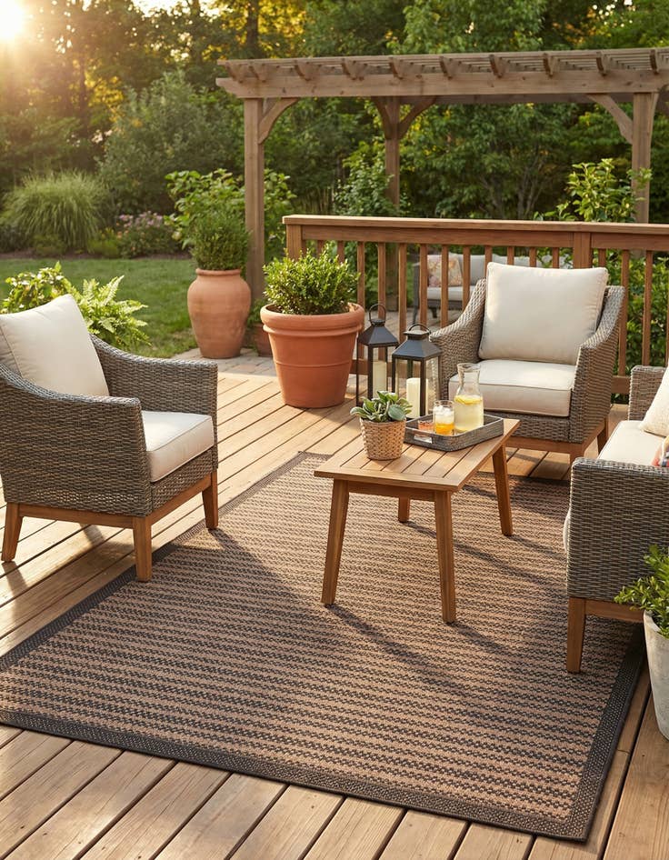 Detail image of  7' x 10'  Washable Border Indoor / Outdoor Rug