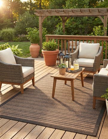 7' x 10' Easy-Clean Border Indoor / Outdoor Rug