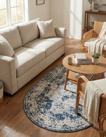 Blue Monte Carlo Oval Rug