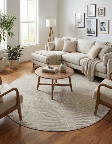 Gray Easy-Clean Sabrina Soto Indoor / Outdoor Round Rug