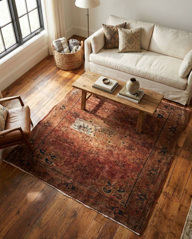 Detail image of 3' 7 x 5' Hand Knotted Ultra Vintage Persian Wool Rug