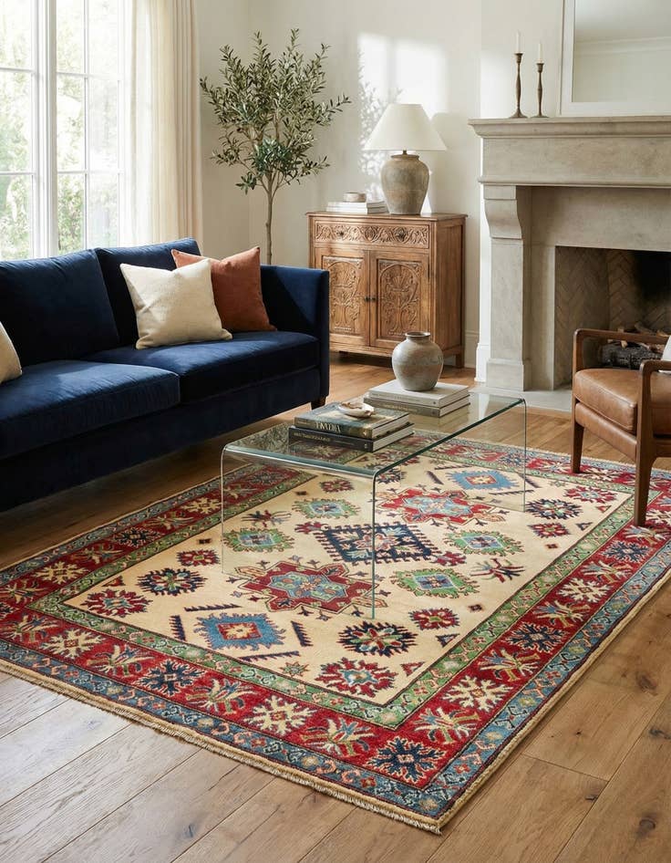 Detail image of 5' x 6' 8  Hand Knotted Kazak Rug