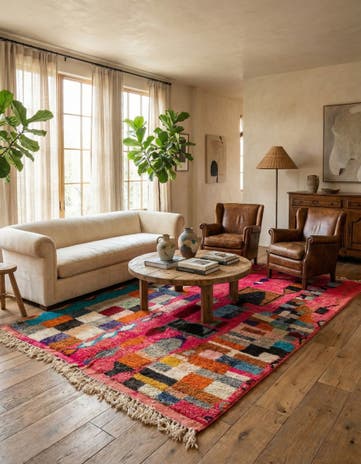 6' 9 x 9' 10 Hand Knotted Moroccan Wool Rug