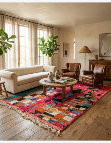 6' 9 x 9' 10 Hand Knotted Moroccan Wool Rug