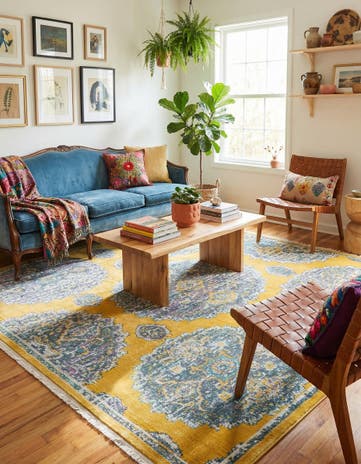 Yellow Paragon Square Rug