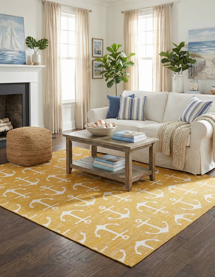 Detail image of 9' x 12'  Washable Coastal Indoor / Outdoor Rug