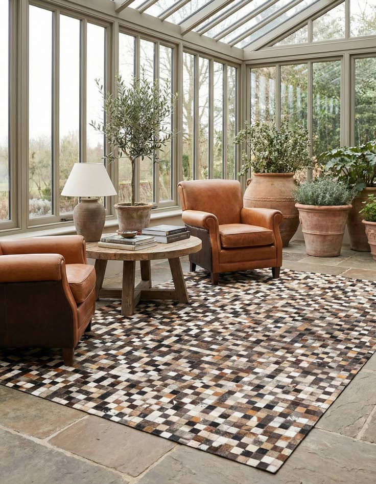 Detail image of 5' 1 x 8' Cowhide Leather Rug