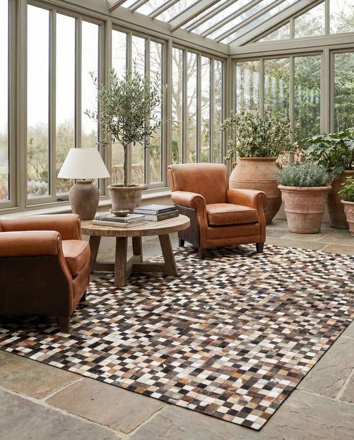 5' 1 x 8' Cowhide Leather Rug