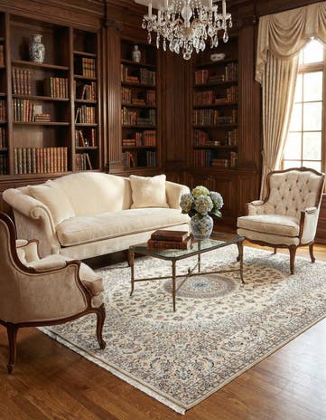 6' 9 x 8' 9 Hand Knotted Nain Persian Rug