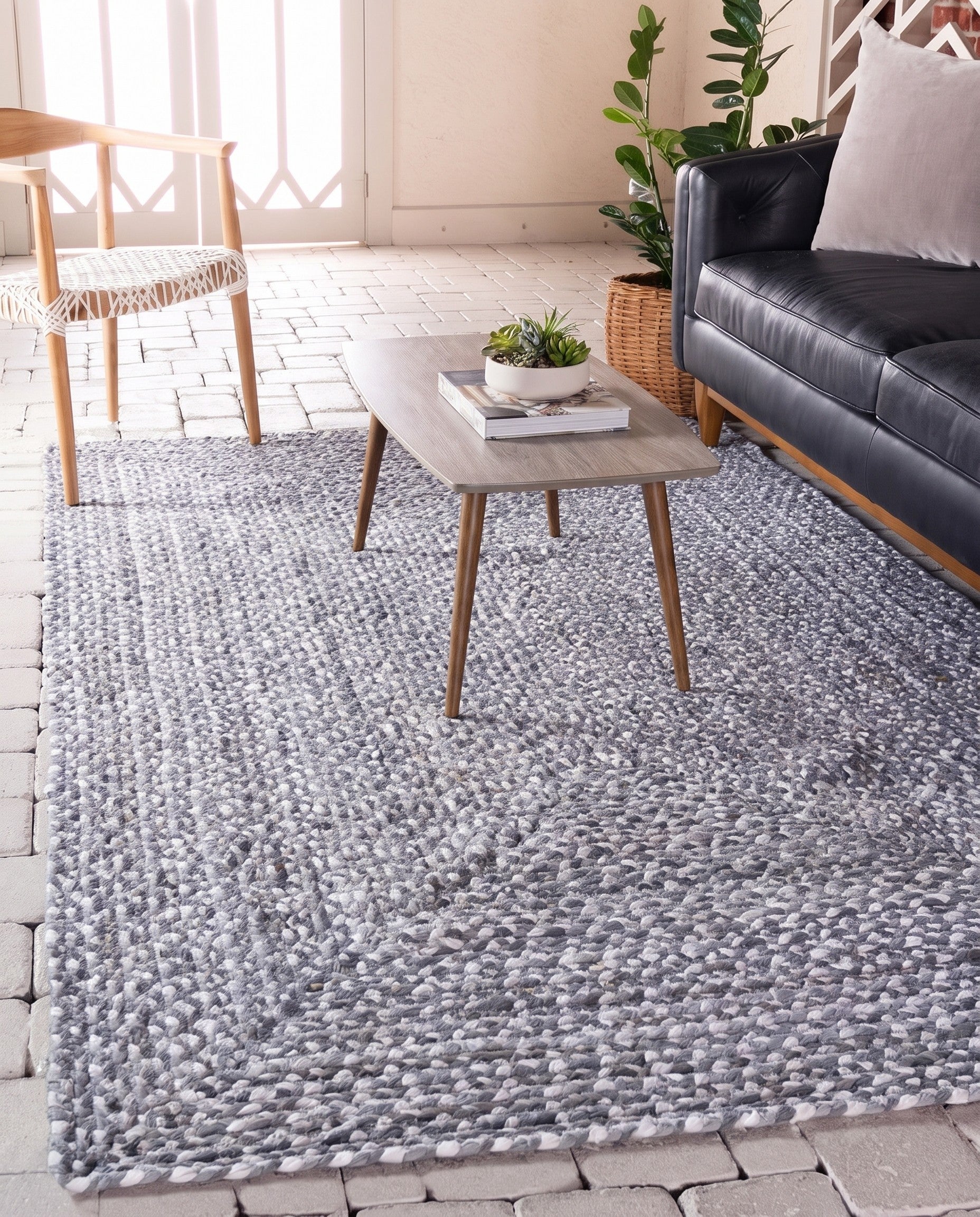 6' 1 x 9' Handmade Braided Chindi Rug