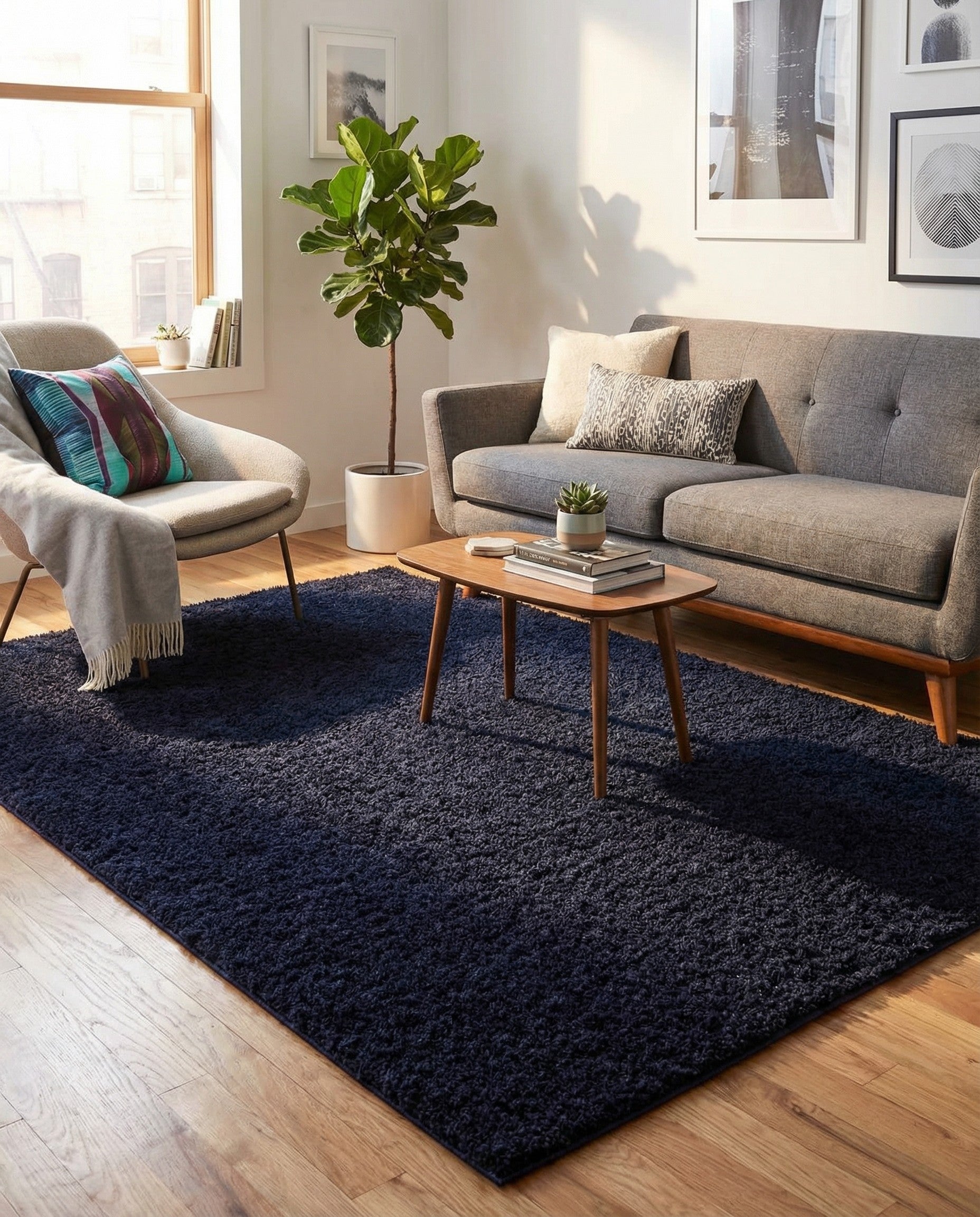  4' x 6' Solid Shag Rug