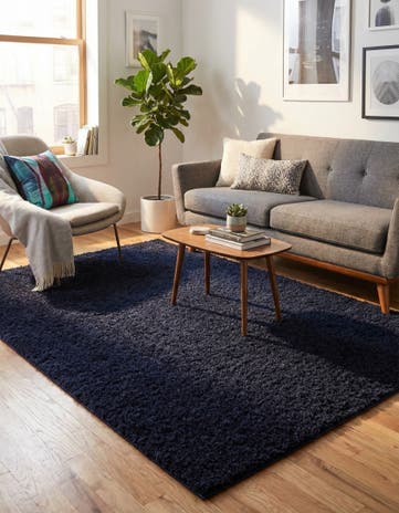 Midnight Blue Solid Shag Rug
