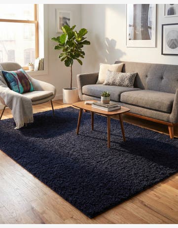 Midnight Blue Solid Shag Rug