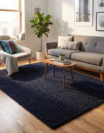 Midnight Blue Solid Shag Rug
