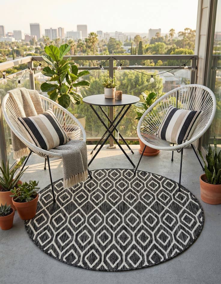 Detail image of 4' x 4' Easy-Clean Jill Zarin Turks and Caicos Indoor / Outdoor Round Rug