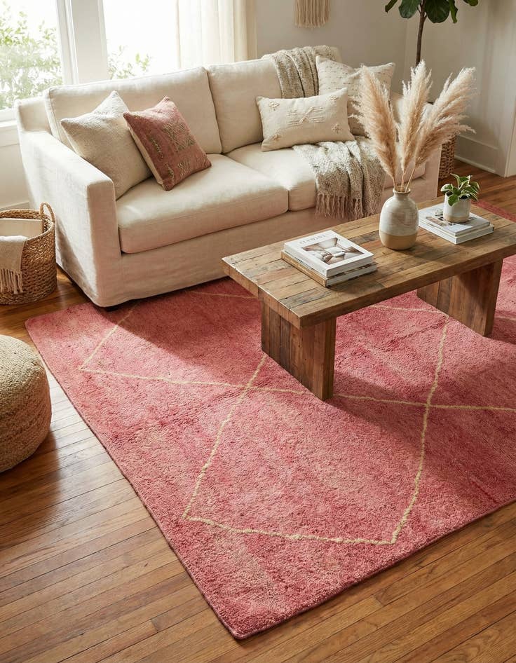 Detail image of  4' 7 x 6' 7  Hand Knotted Moroccan Wool Rug