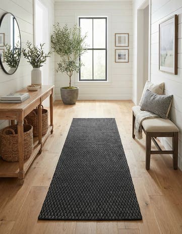 3' 3 x 12' Hand Woven Lattice Wool Runner Rug
