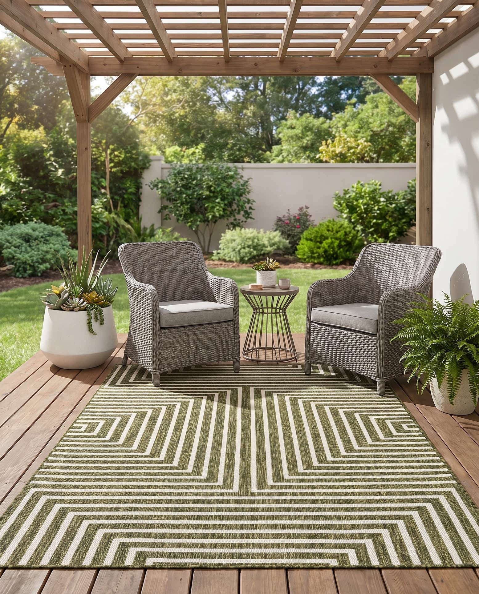 5' 3 x 7' Easy-Clean Modern Indoor / Outdoor Rug