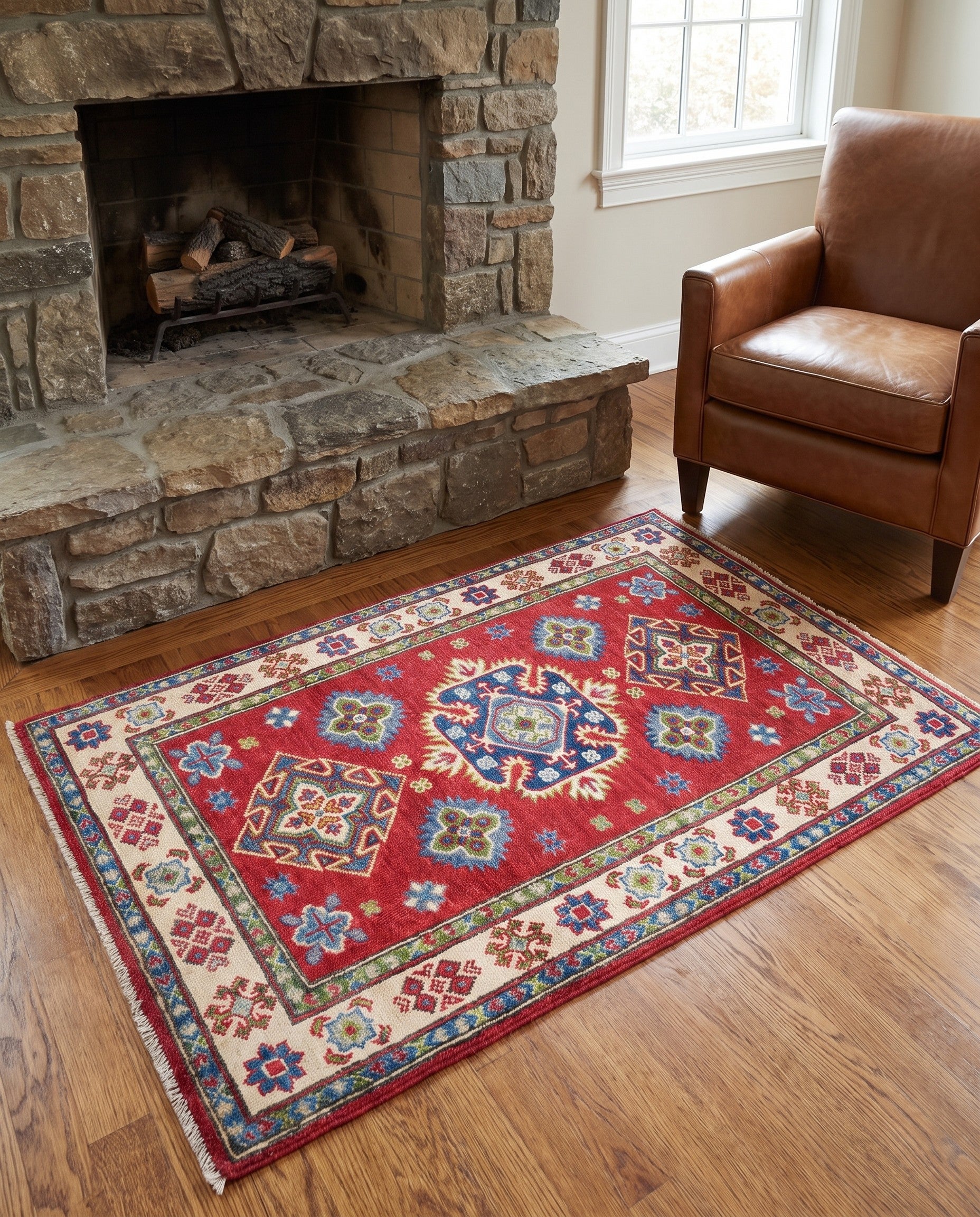 2' 7 x 4' 3 Hand Knotted Kazak Rug