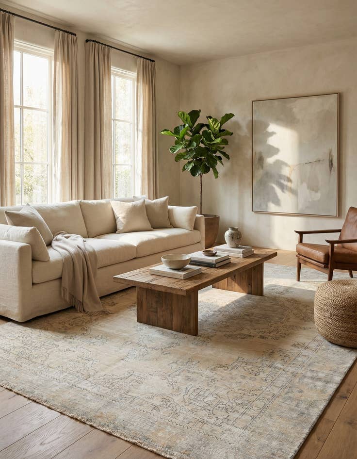 Detail image of 6' 1 x 8' 10  Hand Knotted Ultra Vintage Persian Wool Rug