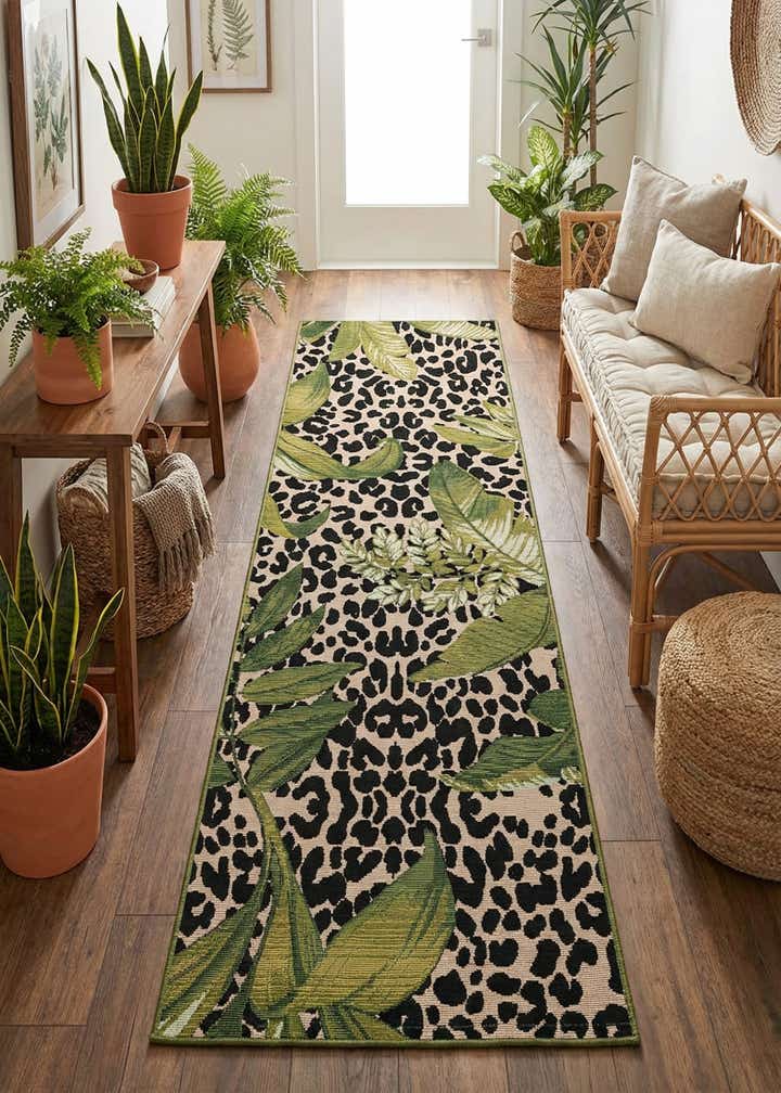 2' x 6' Easy-Clean Botanical Indoor / Outdoor Runner Rug