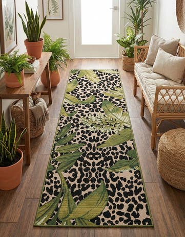 2' x 6' Easy-Clean Botanical Indoor / Outdoor Runner Rug