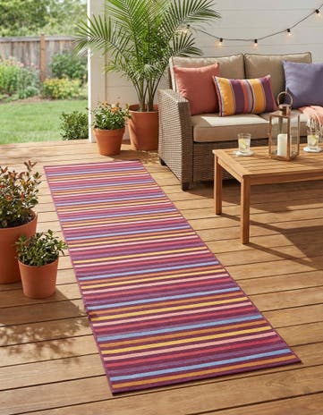 2' 7 x 12' Easy-Clean Ribbon Indoor / Outdoor Runner Rug