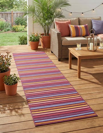 2' 7 x 12' Easy-Clean Ribbon Indoor / Outdoor Runner Rug
