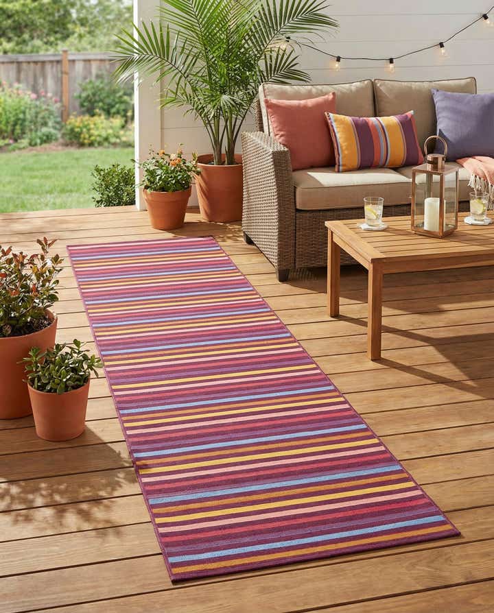 2' 7 x 12' Easy-Clean Ribbon Indoor / Outdoor Runner Rug