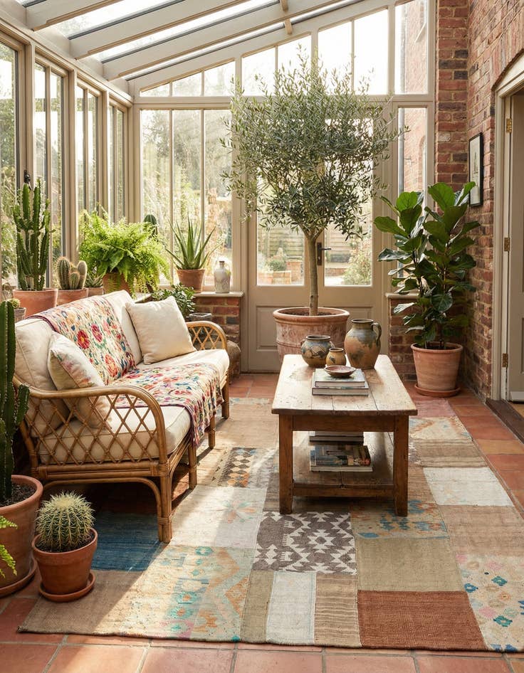 Detail image of 6' x 7' 9  Hand Woven Kilim Patchwork Wool Rug