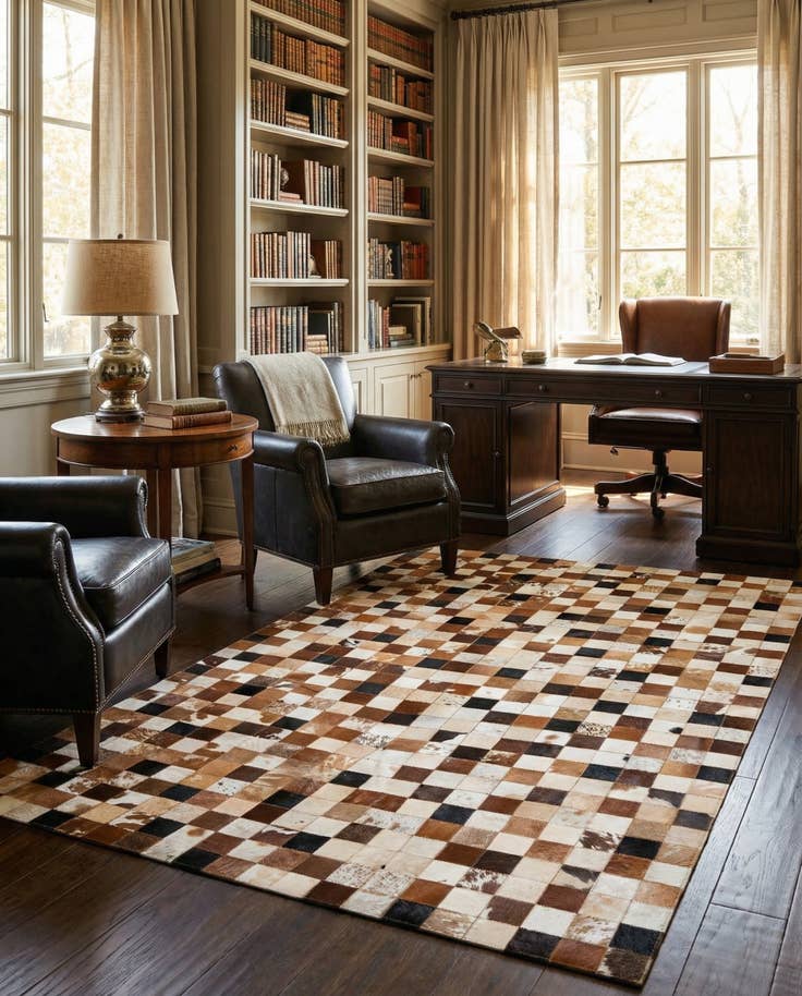 Detail image of 5' 1 x 8' Cowhide Leather Rug