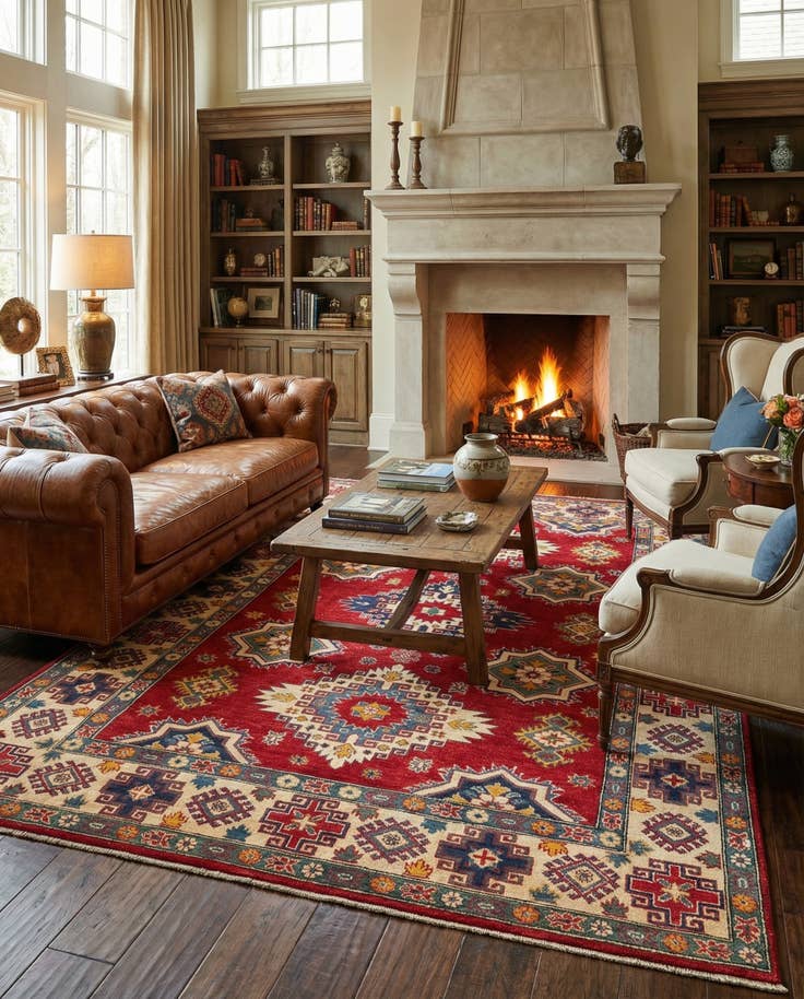 Detail image of 6' 9 x 9' 10 Hand Knotted Kazak Rug