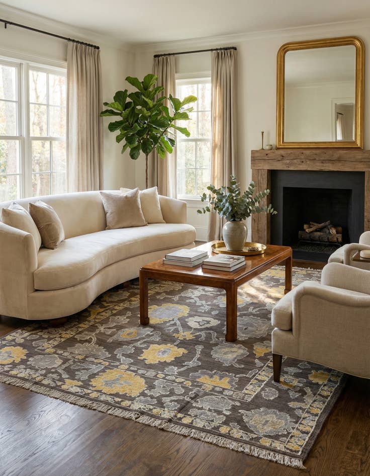 Detail image of 9' 8 x 14' 3 Hand Knotted Oushak Wool Rug