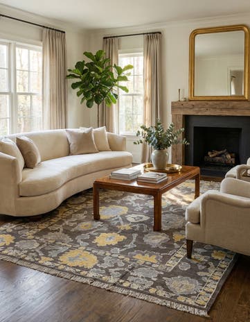 9' 8 x 14' 3 Hand Knotted Oushak Wool Rug