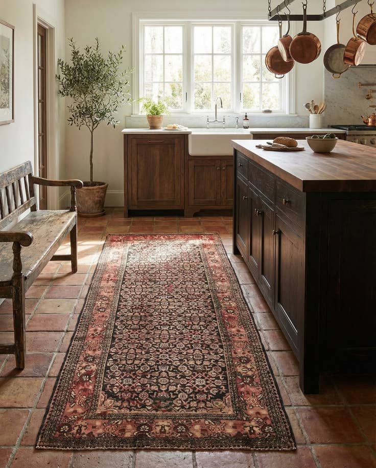 Detail image of 4' 2 x 10' 3 Hand Knotted Hossainabad Persian Wool Runner Rug