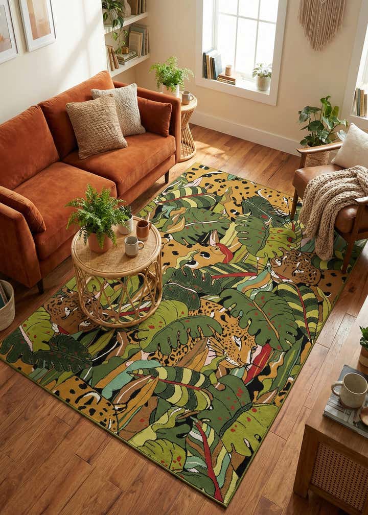 6' x 9' Easy-Clean Botanical Indoor / Outdoor Rug