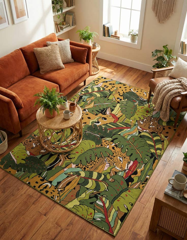Detail image of 6' x 9'  Washable Botanical Indoor / Outdoor Rug