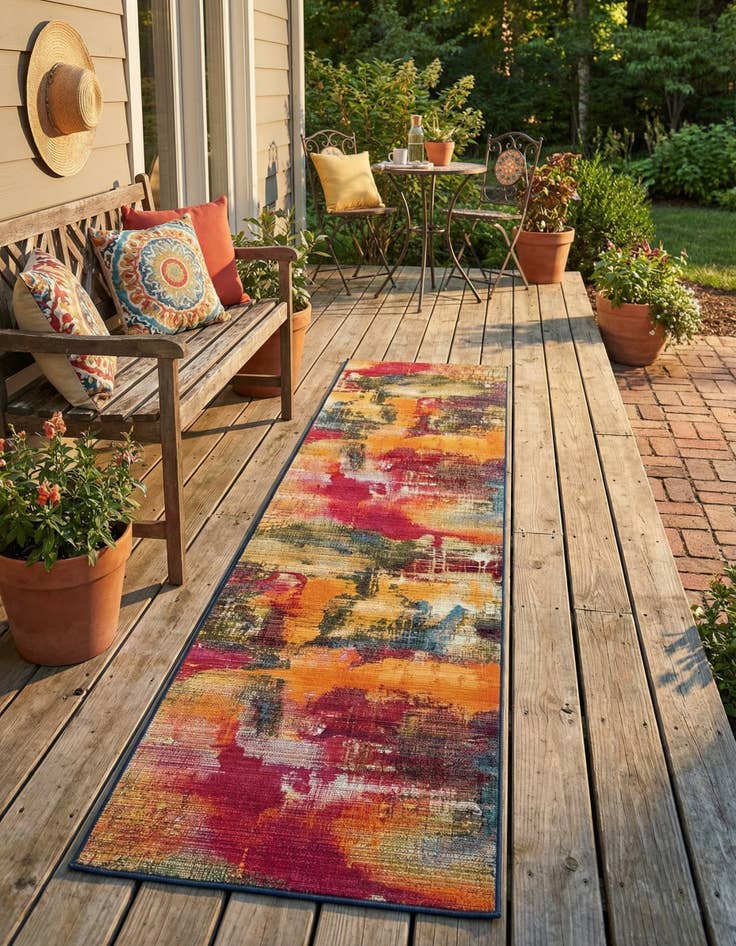 Detail image of 2' 7 x 12'  Washable Modern Indoor / Outdoor Runner Rug