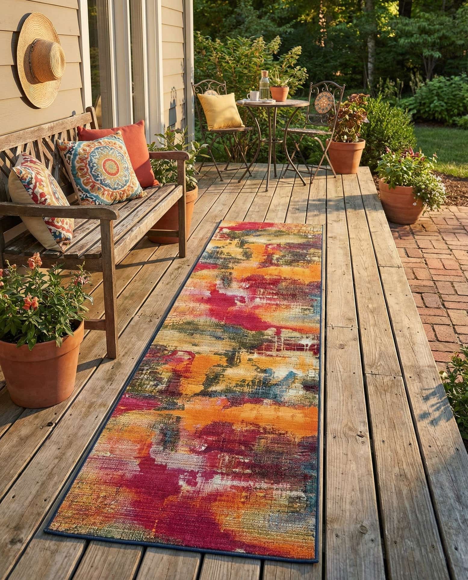 2' 7 x 12' Easy-Clean Modern Indoor / Outdoor Runner Rug