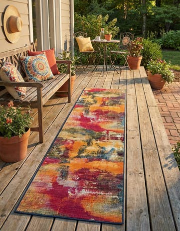 2' 7 x 12' Easy-Clean Modern Indoor / Outdoor Runner Rug